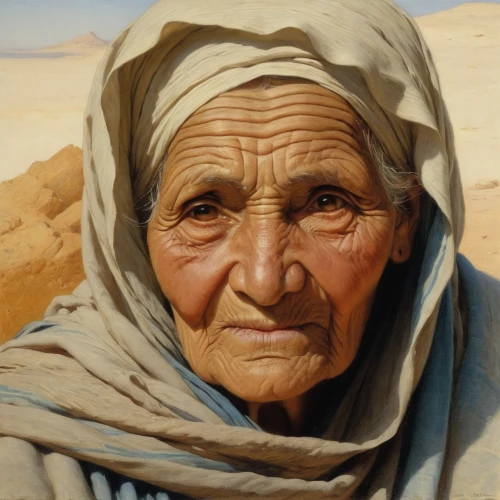 bedouin,old woman,berber,berbers,tuareg,grandmother,transjordan,benmerzouga,libyan desert,nalut,tuaregs,bedouins,grandmama,siwa,merzouga,abugan,marzieh,abuelazam,mauritanian,tassili,Art,Classical Oil Painting,Classical Oil Painting 42