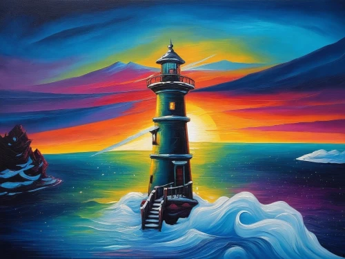 lighthouses,lighthouse,light house,electric lighthouse,painting technique,red lighthouse,oil painting on canvas,maiden's tower,art painting,point lighthouse torch,murano lighthouse,oil painting,lava lamp,seascape,sea landscape,phare,atlantik,oil on canvas,krakatoa,petit minou lighthouse,Illustration,Realistic Fantasy,Realistic Fantasy 25