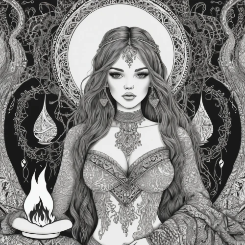 hecate,sorceress,priestess,sorceresses,malefic,lilith,hekate,baroness,demoness,estess,wiccan,rosson,the enchantress,gothic woman,magick,babalon,behenna,white rose snow queen,inviolate,the snow queen,Illustration,Black and White,Black and White 11