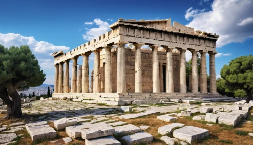 greek temple,acropolis,erechtheion,the parthenon,akropolis,caesonia,temple of diana,erechtheus,parthenon,roman temple,laodicea,temple of hercules,hellas,herakleion,athenian,athen,temple of poseidon,capitolium,doric columns,panathenian,Illustration,Retro,Retro 11