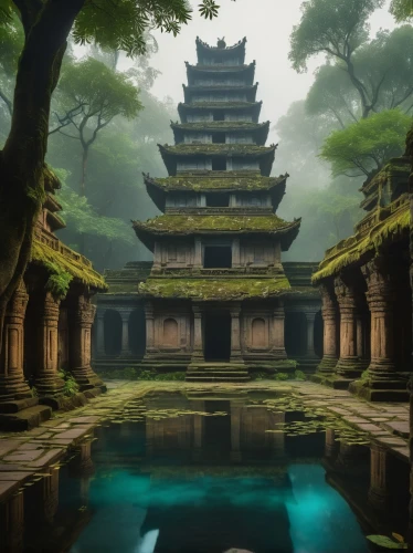 asian architecture,ancient city,hideyoshi,yavin,buddhist temple,stone pagoda,temples,japan landscape,ancient buildings,shaoming,temple,hanging temple,yashima,hall of supreme harmony,sanctum,japon,shrines,ancient house,baan,tianxia,Art,Classical Oil Painting,Classical Oil Painting 41