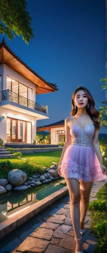 3d rendering,3d render,3d rendered,render,3d background,3d fantasy,compositing,girl walking away,dreamhouse,renders,derivable,giantess,composited,smart house,world digital painting,housemaid,photoshop manipulation,shadman,3d model,the girl in nightie,Photography,General,Natural