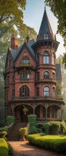 marylhurst,haddonfield,victorian house,frederic church,forest house,old victorian,victorian,henry g marquand house,house in the forest,briarcliff,brownstones,victoriana,ravenswood,fairy tale castle,driehaus,new england style house,dreamhouse,kalorama,ferncliff,brownstone,Art,Classical Oil Painting,Classical Oil Painting 39