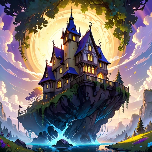 witch's house,fairy tale castle,fairytale castle,witch house,hogwarts,knight's castle,haunted castle,dreamhouse,ghost castle,house in the forest,fairy house,devilwood,halloween background,fantasy landscape,fablehaven,castle,magical adventure,house silhouette,magic castle,forest house,Anime,Anime,Cartoon