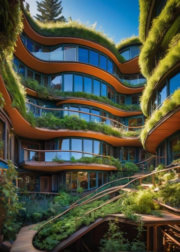 ecoterra,ecovillages,ecotopia,ecovillage,biopiracy,biospheres,earthship,green living,terraformed,ubc,futuristic architecture,ucsd,plant tunnel,enviro,enviromental,microhabitats,cupertino,biophilia,balcony garden,eco,Illustration,Realistic Fantasy,Realistic Fantasy 05