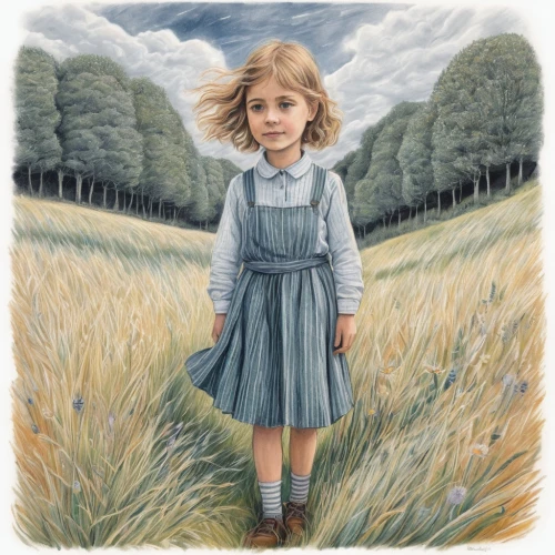 little girl in wind,girl with tree,meadow in pastel,heatherley,girl with bread-and-butter,girl in the garden,straw field,liesel,girl in a long,girl with cloth,eglantine,meadow play,wheatfield,wheat field,farm background,cloves schwindl inge,country dress,young girl,dorothee,bluestem,Illustration,Black and White,Black and White 15
