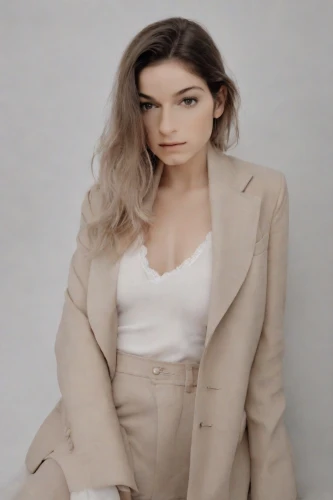 marzia,poki,grey background,lilyana,ariela,business woman,margairaz,courteau,white background,businesswoman,pantsuit,business girl,real estate agent,woman in menswear,blurred background,portrait background,pale,natashquan,vod,silphie,Photography,Realistic