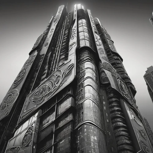 orthanc,arcology,barad,supertall,monolith,imperialis,gallifrey,tirith,monoliths,monolithic,coruscant,tequendama,theed,metropolis,dishonored,the energy tower,highrises,futuristic architecture,chitauri,steel tower,Illustration,Black and White,Black and White 11