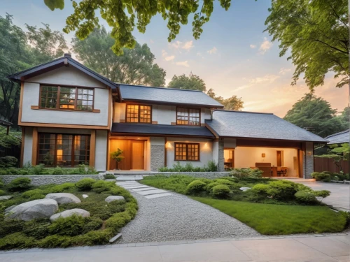 beautiful home,modern house,landscaped,asian architecture,luxury home,new england style house,forest house,home landscape,large home,mid century house,wooden house,luxury property,house by the water,homebuilding,dreamhouse,timber house,country estate,zen garden,hovnanian,two story house,Photography,General,Realistic