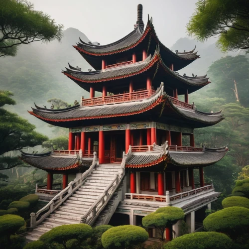 asian architecture,buddhist temple,tianxia,wudang,dojo,hall of supreme harmony,oriental,oriental painting,teahouses,qingcheng,taoist,the golden pavilion,world digital painting,jinchuan,pagodas,teahouse,qingnian,xuezhong,hanging temple,shuozhou,Illustration,Abstract Fantasy,Abstract Fantasy 03