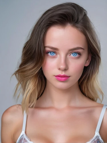 women's eyes,heterochromia,beautiful young woman,girl on a white background,pretty young woman,eyes,anastasiadis,natural cosmetic,blue eyes,female model,collagen,model,romantic look,cotton top,pink background,natural color,model beauty,vlada,beautiful model,female beauty,Photography,General,Realistic