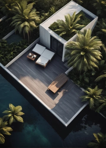 house by the water,tropical house,amanresorts,modern house,house with lake,3d rendering,holiday villa,inverted cottage,cubic house,pool house,dreamhouse,cube house,floating huts,renders,luxury home,houseboat,residential house,dunes house,private house,3d render,Photography,General,Cinematic