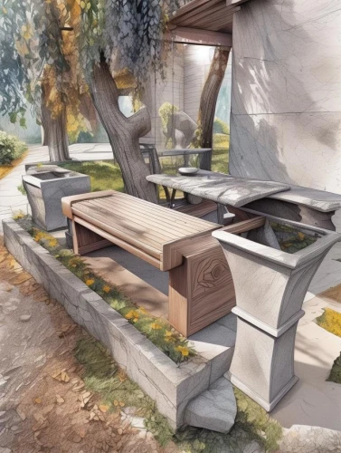 garden bench,stone bench,benches,bench,pizza oven,crematorium,wooden bench,barbecue area,cattle trough,beer tables,park bench,renderings,cimitero,water trough,outdoor furniture,grave arrangement,amphipolis,3d rendering,outdoor table and chairs,japanese shrine
