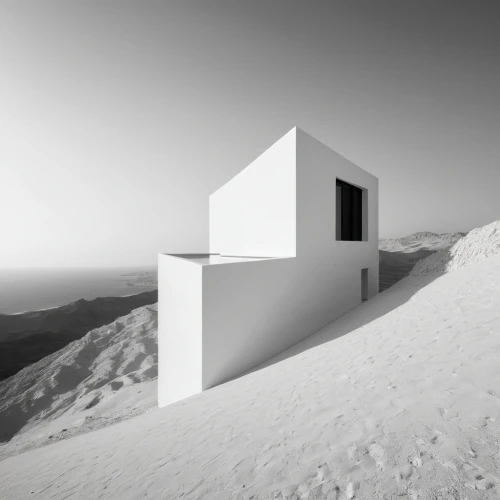 cubic house,whitebox,snow house,dunes house,zumthor,cube stilt houses,winter house,white room,cube house,snow shelter,siza,corbu,mountain hut,cycladic,snow roof,snowhotel,whitespace,alpine hut,frame house,messner,Illustration,Black and White,Black and White 33