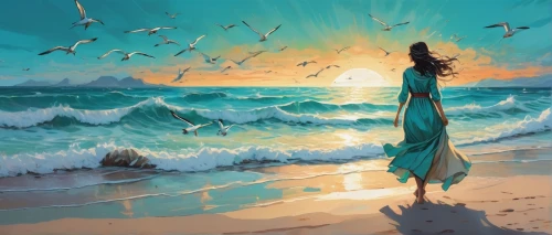 dubbeldam,sun and sea,the wind from the sea,donsky,beach landscape,dream beach,art painting,sea landscape,liberto,beach background,ocean background,mermaid background,beach scenery,seascape,jeanneney,summerwind,dreamscapes,beautiful beach,exhilaration,oil painting on canvas,Illustration,Realistic Fantasy,Realistic Fantasy 23