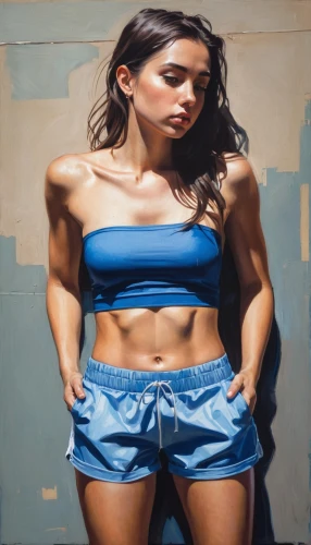 oil painting on canvas,oil painting,hyperrealism,photorealist,female body,pintura,pittura,oil on canvas,blue painting,jasinski,art painting,girl with cloth,donsky,overpainting,pintor,muscle woman,gangloff,bodypainting,adnate,oil paint,Conceptual Art,Fantasy,Fantasy 15