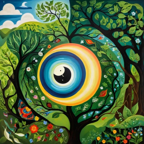 eye ball,peacock eye,cosmic eye,pachamama,mother earth,koru,all seeing eye,eyeball,leota,khokhloma painting,third eye,ojo,ophthalmia,eyeful,eye,abstract eye,coloboma,earth chakra,anahata,children's eyes,Illustration,Abstract Fantasy,Abstract Fantasy 12