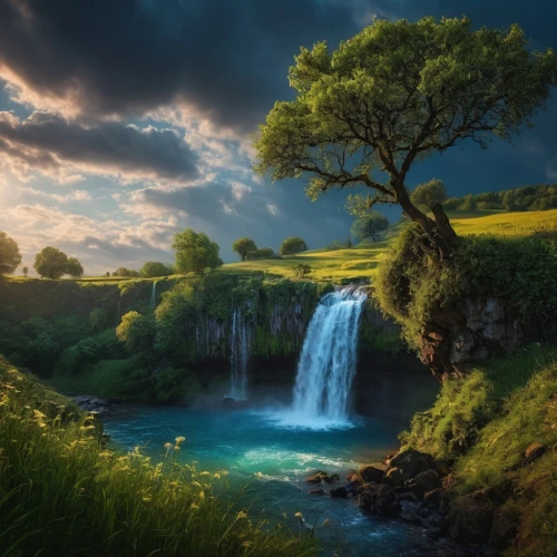 green waterfall,nature wallpaper,beautiful landscape,landscape background,nature landscape,nature background,landscapes beautiful,fantasy landscape,waterfalls,green landscape,landscape nature,windows wallpaper,natural scenery,meadow landscape,background view nature,waterfall,the natural scenery,fantasy picture,water fall,full hd wallpaper,Photography,General,Fantasy