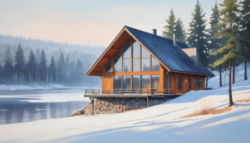 winter house,small cabin,house with lake,the cabin in the mountains,snow house,summer cottage,inverted cottage,cottage,chalet,log cabin,boathouse,holiday home,house by the water,winter lake,house in mountains,log home,wooden house,summer house,house in the mountains,summerhouse,Illustration,Vector,Vector 07