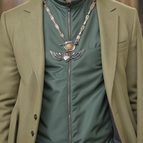 necklaced,green jacket,collar,neckerchief,cravat,neckwear,trussardi,sprezzatura,elkann,alpini,dsquared,lanvin,lapels,zegna,ghesquiere,military uniform,waistcoat,etro,galliano,medallions