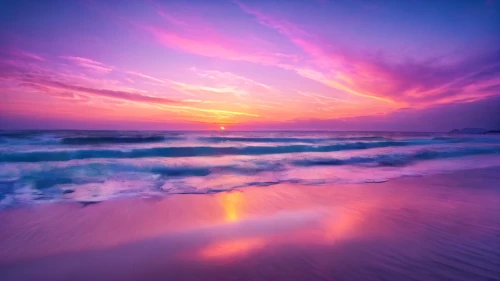 wavelength,pink dawn,purple landscape,splendid colors,pink beach,sailing blue purple,purple and pink,purple gradient,beautiful colors,intense colours,beautiful beach,purple,ocean background,beautiful beaches,dream beach,purple wallpaper,violet colour,colorful water,beach landscape,beach scenery,Photography,General,Fantasy