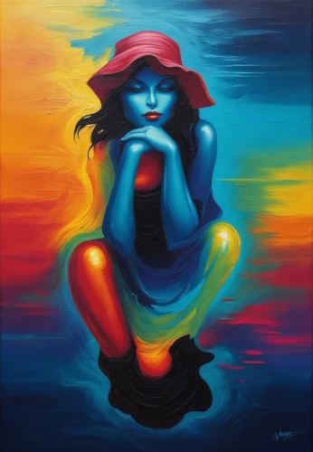 genie,meditator,radha,neon body painting,swami,siddharta,water nymph,aquarius,ganesha,drishti,krishna,mantra om,oil painting on canvas,aura,paciello,janmastami,krsna,mahashivratri,shivaratri,girl with a dolphin,Illustration,Realistic Fantasy,Realistic Fantasy 25