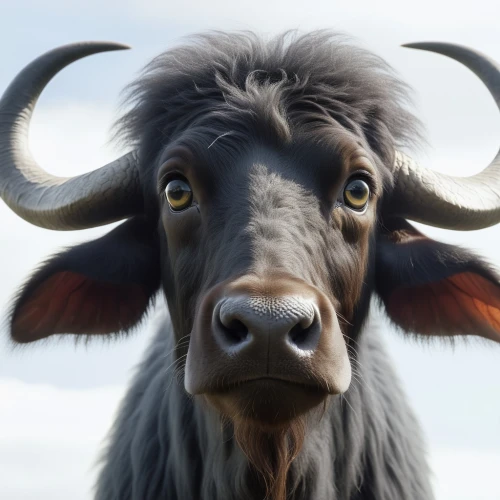 aurochs,cape buffalo,carabao,gnu,gnus,zebu,yak,muskox,tanox,yaks,ruminant,anglo-nubian goat,african buffalo,black nosed sheep,bakra,buffel,mountain cow,tribal bull,gaur,water buffalo,Photography,General,Realistic