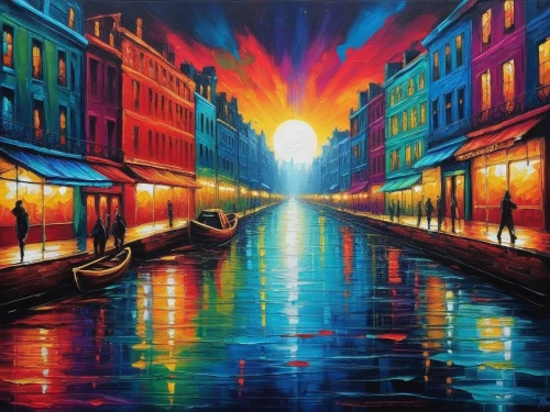 oil painting on canvas,art painting,dubbeldam,veneziani,painting technique,italian painter,colorful city,saintpetersburg,saint petersburg,oil painting,venetian,st petersburg,grand canal,naviglio,venezia,oil on canvas,venedig,glass painting,peinture,milanetto,Illustration,Realistic Fantasy,Realistic Fantasy 25