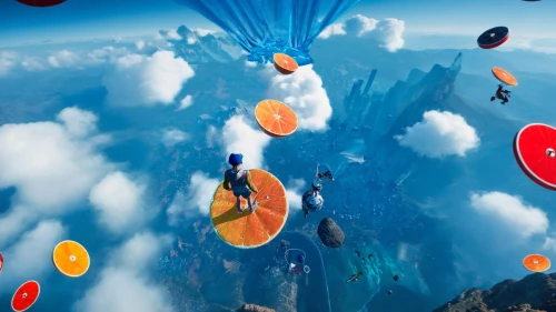 airburst,peggle,heart balloons,flying seeds,balloons flying,colorful balloons,rayman,android game,airdrops,wingsuit,blue heart balloons,jellyvision,visualizer,cartoon video game background,thatgamecompany,parachutes,cloudmont,badland,gameplay,parachute fly