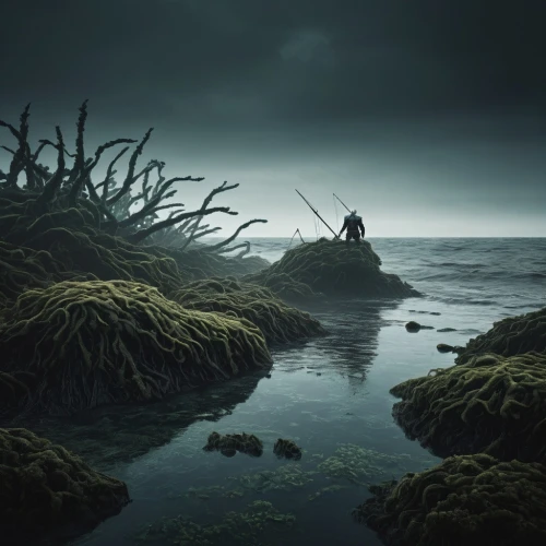 swamps,fathom,dark beach,sunken ship,swampy landscape,eelgrass,lovecraftian,underwater landscape,adrift,moss landscape,marooned,innsmouth,seadrift,deadmarsh,shipwreck,ghost forest,intertidal,kelp,siggeir,shipwrecked,Photography,Documentary Photography,Documentary Photography 19