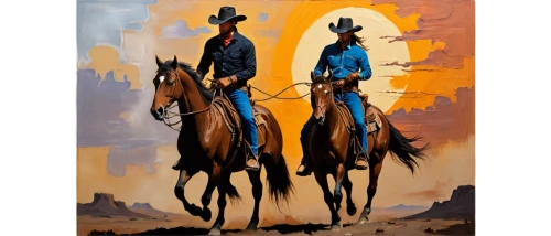 cowboy silhouettes,vaqueros,caballos,highwaymen,pecos,westerns,vaquero,western riding,filoni,conquistadores,pardner,cavalrymen,cowboys,charros,gunfighters,bushrangers,rieleros,corridos,cavalry,ranchera,Conceptual Art,Oil color,Oil Color 20