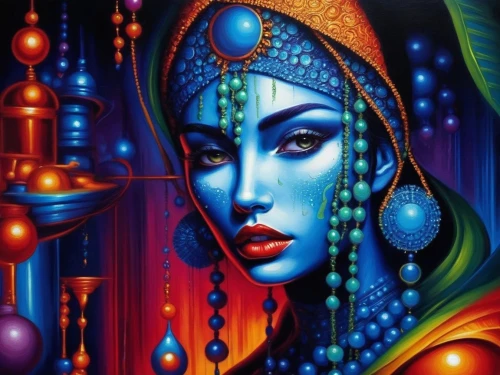 indian art,radha,blue enchantress,indienne,indian woman,bohemian art,krsna,hare krishna,shiva,mastani,priestess,indian girl,sheherazade,blue spheres,jodha,indische,gandhari,krishna,indian girl boy,aladdin,Illustration,Realistic Fantasy,Realistic Fantasy 25