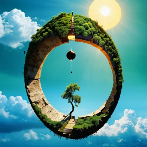 circle around tree,little planet,semi circle arch,ecosphere,tree house,gyroscopic,circular,qabalah,time spiral,circular puzzle,circularity,photo manipulation,spiral background,life is a circle,cyclical,circle,ecotopia,nature background,photomanipulation,fantasy picture,Illustration,Children,Children 02