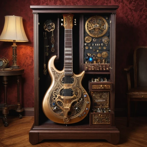 orchestrion,longcase,music box,alembic,music chest,antiquorum,guitarra,luthier,framus,metal cabinet,electric guitar,musical instrument,painted guitar,cabinet,armoire,freidrich,guitar easel,grandfather clock,steampunk,lyre box,Photography,General,Natural