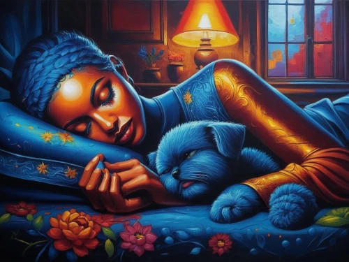 radhakrishna,blue pillow,odalisque,krishna,indian art,krsna,african art,siddharta,woman on bed,janmastami,hare krishna,siddhartha,oil painting on canvas,krishnas,srikrishna,bhagavatam,dream art,welin,sphynx,tretchikoff,Illustration,Realistic Fantasy,Realistic Fantasy 25