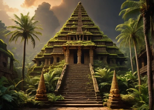 step pyramid,stone pagoda,kharut pyramid,tikal,tempel,gopura,eastern pyramid,temples,vimana,chedi,ancient city,taharqa,ubud,artemis temple,stone pyramid,yavin,ennead,viriya,rathas,temple,Conceptual Art,Sci-Fi,Sci-Fi 16