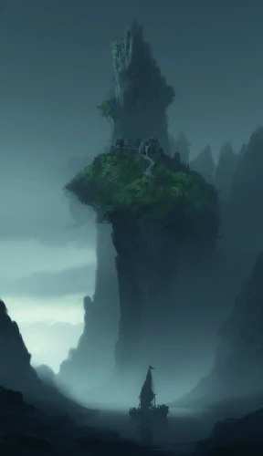 isolated tree,floating island,kodama,mushroom island,lone tree,mushroom landscape,fantasy landscape,an island far away landscape,lonetree,druidism,bonsai,floating islands,alfheim,druidic,badland,karst landscape,world digital painting,sentinel,cliffside,strangehold,Conceptual Art,Fantasy,Fantasy 02