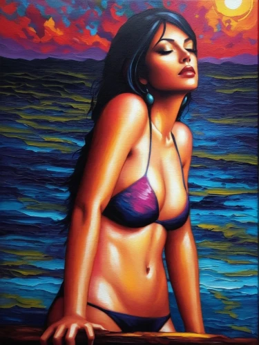 oil painting on canvas,chicana,mousseau,oil painting,chicanas,viveros,pintura,airbrush,art painting,mexican painter,polynesian girl,welin,pintor,tretchikoff,oil on canvas,hawaiiana,madhumati,sunset beach,glass painting,patnaik,Illustration,Realistic Fantasy,Realistic Fantasy 25