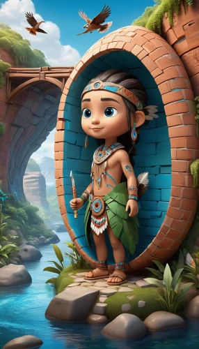 menehune,moana,pocahontas,valka,lilo,korowai,dwarika,mowgli,world digital painting,pangan,adventurer,iroquoian,tribesman,polynesian,tribespeople,tribesmen,ratua,inara,amazonian,gruffalo,Unique,3D,3D Character