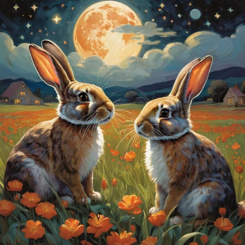 hares,cottontails,easter rabbits,rabbits,bunnies,female hares,myxomatosis,lagomorphs,lepus,hare field,rabbit family,ostern,easter background,spring equinox,springtime background,lapine,ostara,hare trail,lagomorpha,easter theme,Conceptual Art,Fantasy,Fantasy 18
