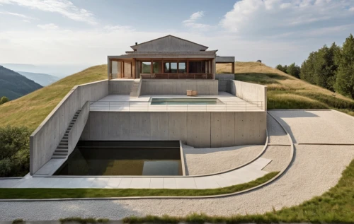 grass roof,snohetta,roof landscape,house in mountains,house in the mountains,svizzera,dunes house,zumthor,swiss house,archidaily,tulou,kunplome,amanresorts,cubic house,alpine style,bjarke,passivhaus,asian architecture,modern house,landscaped,Photography,General,Realistic
