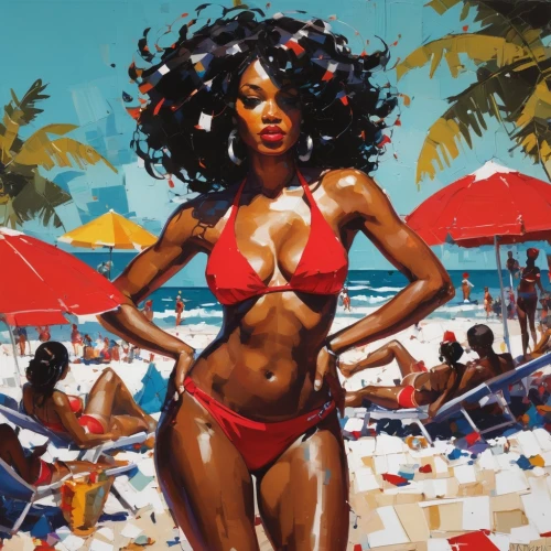 cool pop art,jasinski,sinitta,afrotropic,summer background,verano,afro american girls,ayanda,beach background,modern pop art,pop art style,coffy,goude,african american woman,holidaymaker,world digital painting,toccara,ipanema,black women,beachcomber,Conceptual Art,Oil color,Oil Color 07