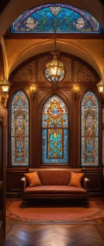 ornate room,art nouveau frames,stained glass windows,art nouveau frame,victorian room,stained glass,stained glass window,banquette,interior decor,stained glass pattern,hdr,parlor,iranian architecture,ornate,leaded glass window,persian architecture,glass window,great room,mosaic glass,wooden windows,Illustration,Retro,Retro 19