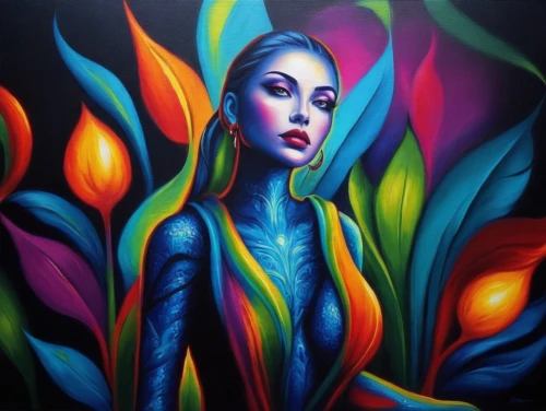 neon body painting,bodypainting,welin,paschke,body painting,oil painting on canvas,grafite,vibrantly,fire artist,bodypaint,flora,duenas,ayahuasca,graffiti art,aura,bohemian art,glass painting,pintura,art painting,mystical portrait of a girl,Illustration,Realistic Fantasy,Realistic Fantasy 25