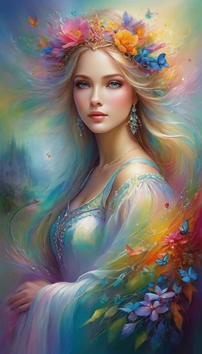 mystical portrait of a girl,fantasy portrait,fairy peacock,faerie,faery,galadriel,fairie,fantasy art,boho art,flower fairy,fantasy picture,fairy queen,diwata,girl in flowers,persephone,beautiful girl with flowers,beltane,sirena,mermaid background,boho art style,Conceptual Art,Daily,Daily 32
