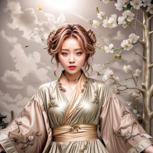 hanfu,hanbok,oriental princess,yunxia,yuna,goryeo,japanese sakura background,haixia,yuanpei,chuseok,woori,oriental painting,qianfei,jingqian,the plum flower,xiaojian,goong,geisha girl,plum blossoms,korean culture