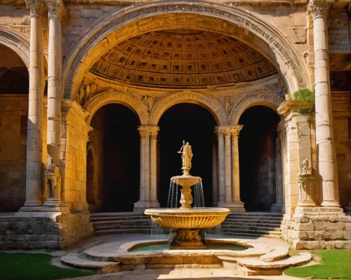 fontaine,fontana del moro,maximilian fountain,umayyad palace,fountain,fontana dei fiumi,old fountain,garden of the fountain,celsus library,stone fountain,pallas athene fountain,cloister,decorative fountains,dolmabahce,august fountain,monastero,floor fountain,lafountain,temple of diana,roman bath,Art,Artistic Painting,Artistic Painting 49