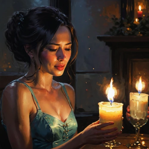 candlelit,candlelight,heatherley,candlelights,candle light,romantic portrait,burning candle,burning candles,romantic night,candle,candlemaker,donsky,nightdress,fortuneteller,romantic look,hildebrandt,fantasy portrait,fantasy art,candlepower,triss,Conceptual Art,Oil color,Oil Color 12