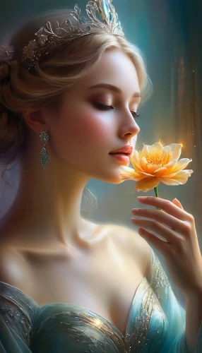 frigga,thumbelina,fairy queen,white rose snow queen,cinderella,faery,fairest,elven flower,yellow rose,flower of water-lily,yellow rose background,fantasy picture,faerie,principessa,rosa 'the fairy,galadriel,fantasy art,scent of roses,orange rose,perfumer,Conceptual Art,Daily,Daily 32