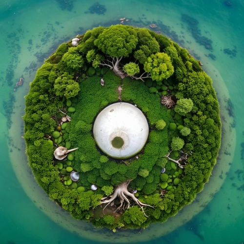 little planet,360 ° panorama,mushroom island,atoll from above,green island,photosphere,small planet,islet,planet earth view,bird island,stereographic,island suspended,360 °,tiny world,artificial islands,terraformed,drone image,island,floating island,floating islands